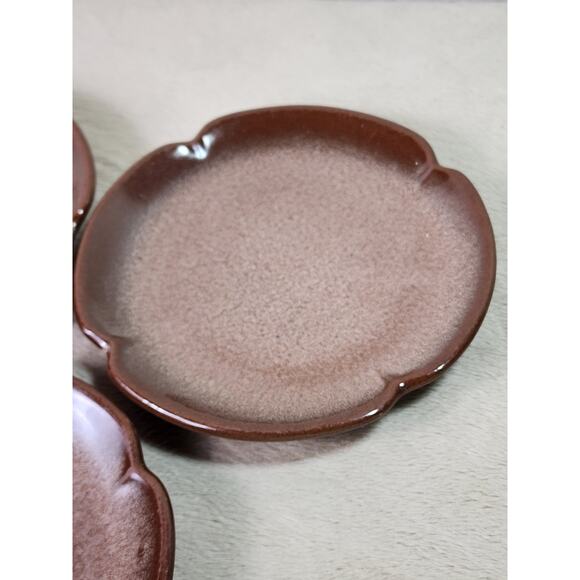 Frankoma Pottery Saucers Plate Plainsman Peach Mountain 5E Brown 5 3/4" Vintage - Picture 11 of 13